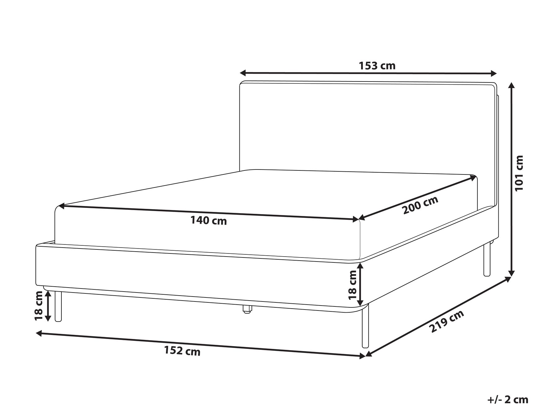 Bed Fabric CORIO 140 x 200 cm (EU Double) Light Beige_903133