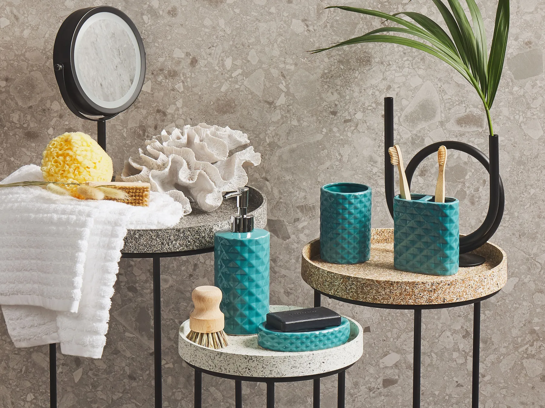 Set da 4 accessori per il bagno GUATIRE Ceramica Turchese_823198