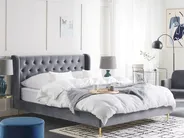 Bed Velvet FORBACH 180 x 200 cm (EU Super King) Grey_819115
