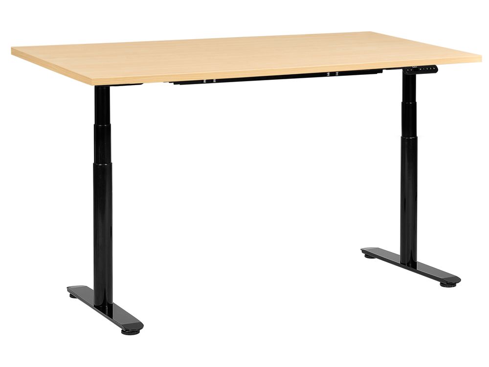 Escritorio de altura regulable eléctrico DESTINAS 160 cm x 72 cm Negro/Marrón claro