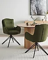 Set of 2 Dining Chairs Swivel AVELAR Fabric Dark Green