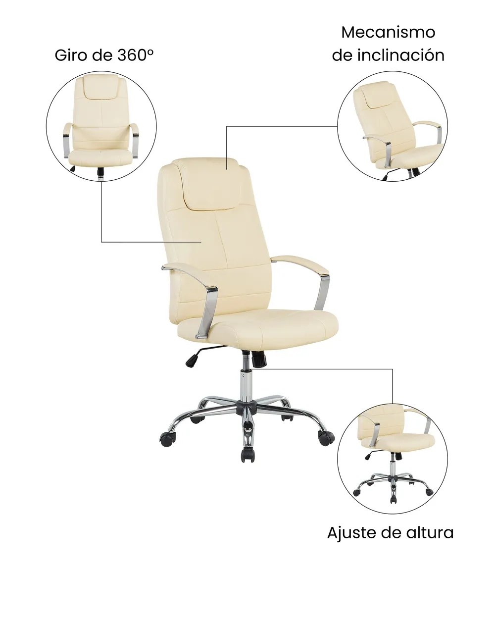 Silla ejecutiva WINNER Piel sintética Beige claro_1074410