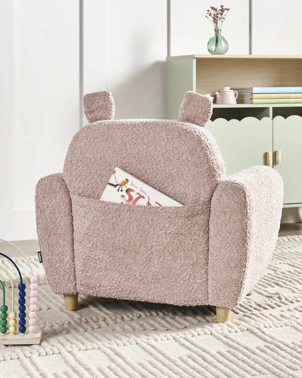 Kids Armchair Hippo MARIBO Boucle Pastel Pink_1027046