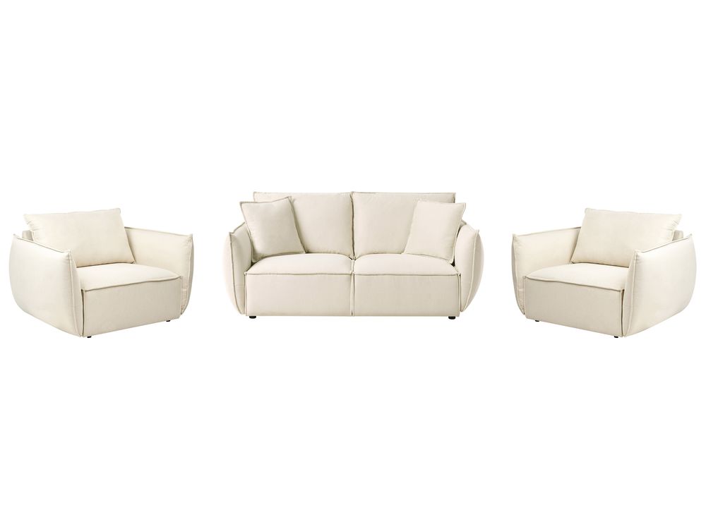 Living Room Set 5 Seater KUNES Fabric Light Beige