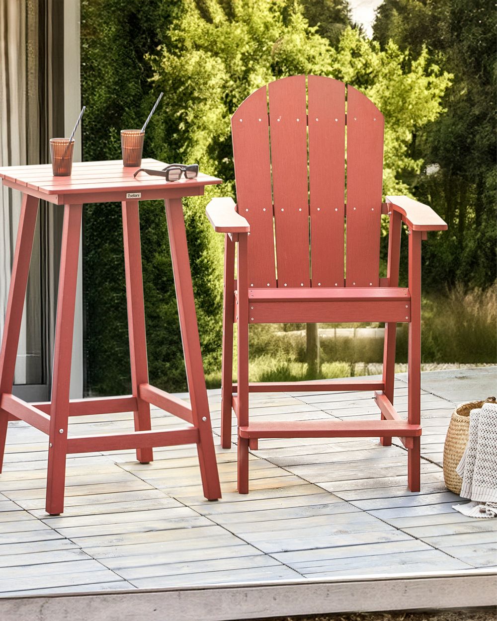 Garden Bar Chair Red ADIRONDACK Beliani