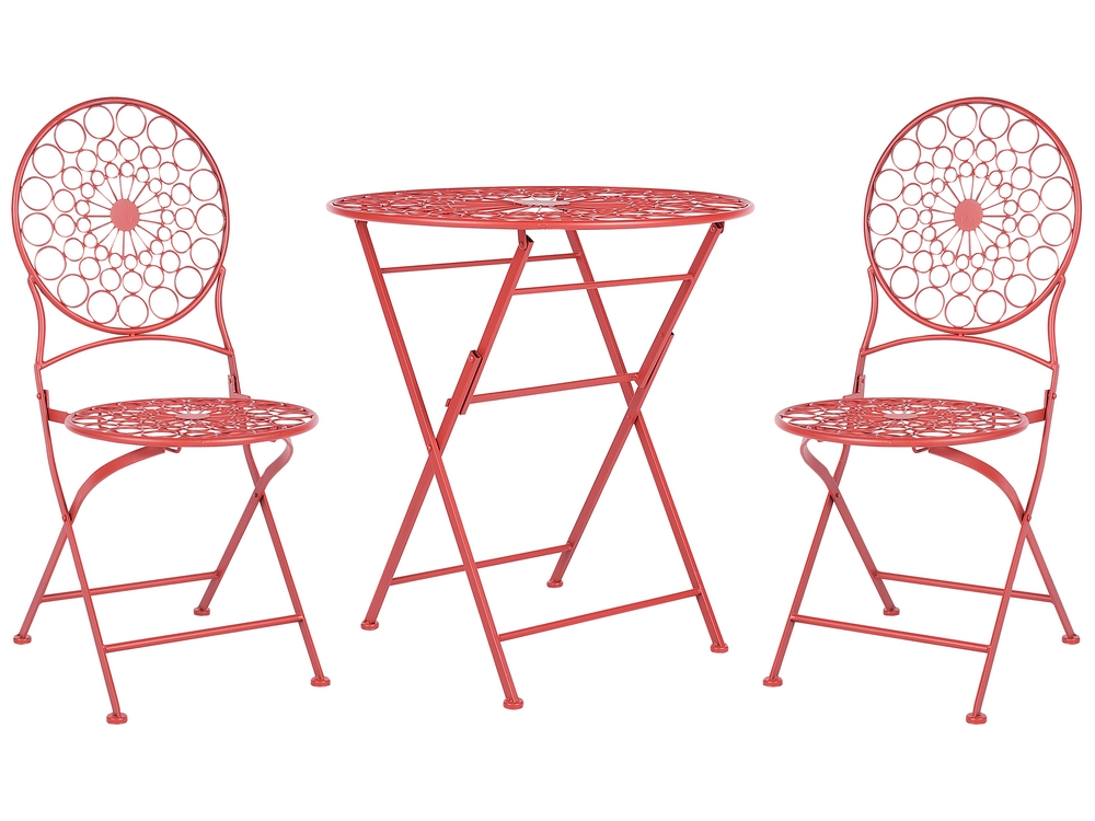 Red wrought iron bistro set discount