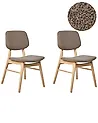 Set of 2 Dining Chairs ELAINE Boucle Light Brown/ Taupe