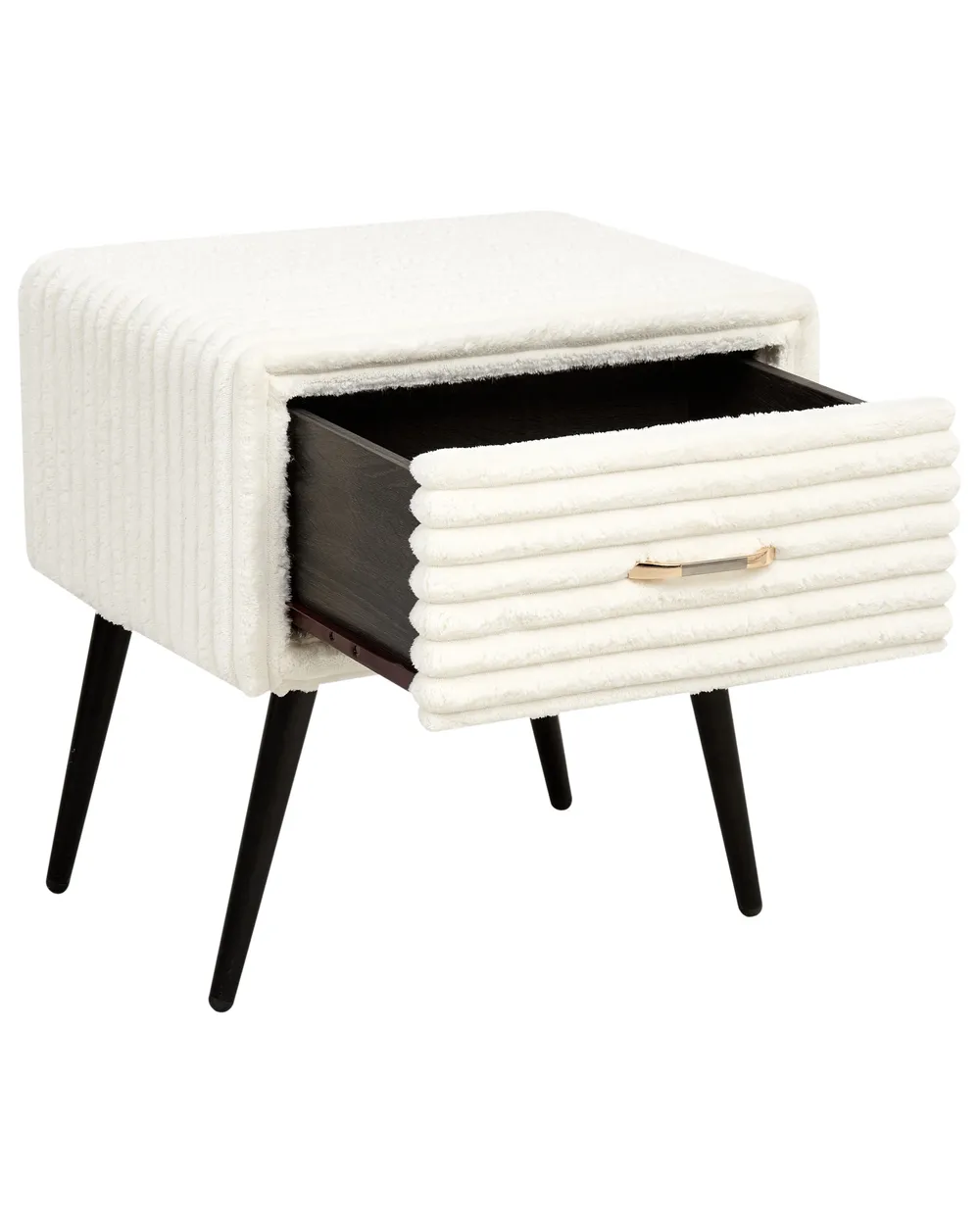 1 Drawer Bedside Table FLAYAT Corduroy Off-White_968052