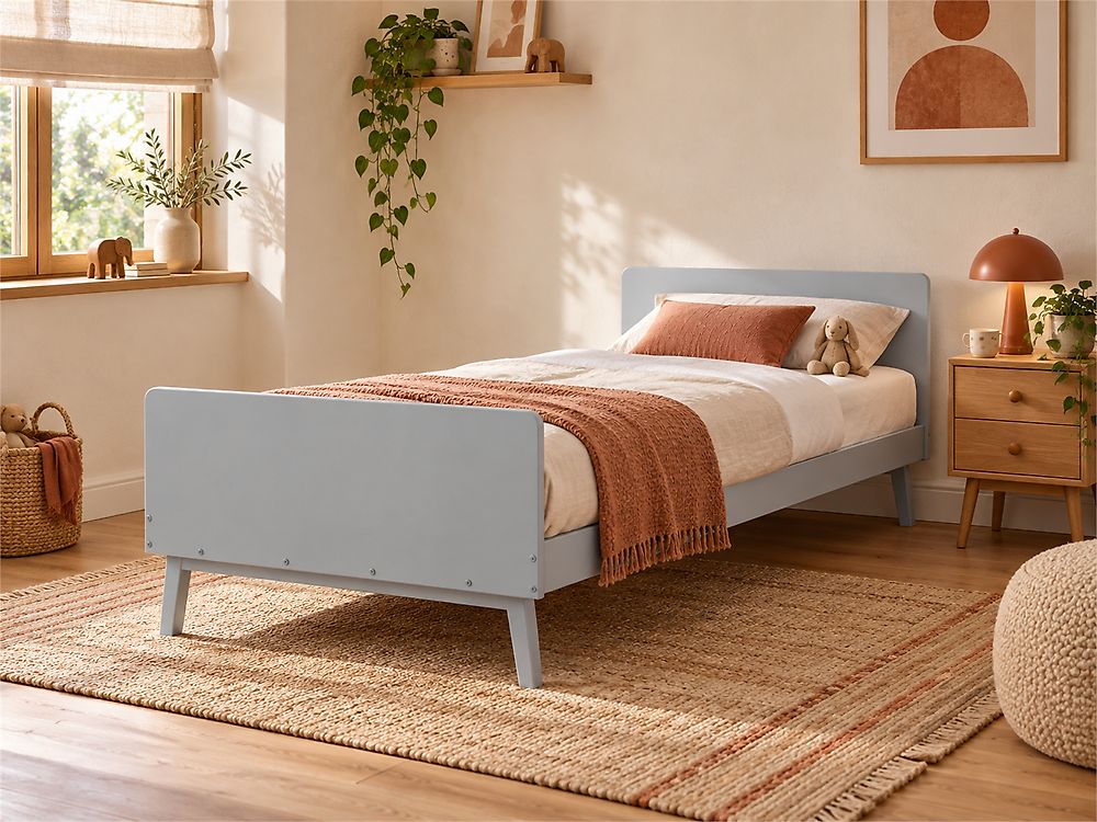 Bed Pine Wood BONNAC 90 x 200 cm (EU Single) Grey