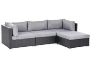 Garden Corner Sofa with Table 4 Seater SANO PE Rattan Black Left Hand_975967