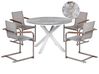 4 Seater Aluminium Garden Dining Set Marble Effect Top White and Grey MALETTO/COSOLETO _938282