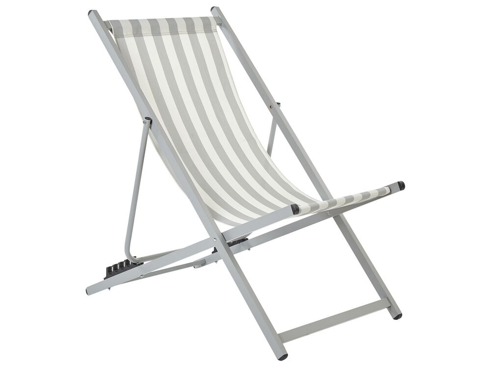 Folding Deck Chair White and Grey LOCRI II Beliani