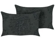Zestaw 2 poduszek dekoracyjnych VELOOR 30 x 50 cm Bawełna Ciemnoszary Wzór orientalny_826964