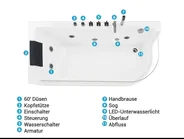 Whirlwanne Eckmodell mit LED ACUARIO 170 x 80 cm Weiß rechtsseitig_798412