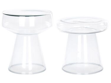 Átlátszó üveg kisasztal kétdarabos szettben LAGUNA/CALDERA