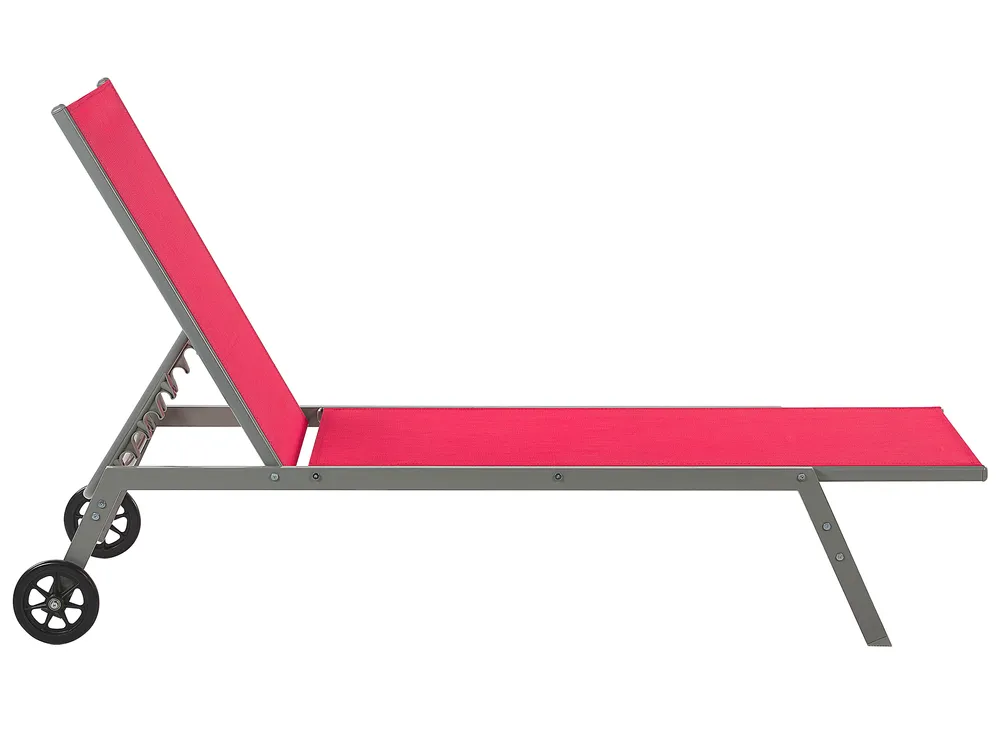 Sun Lounger LEVANZO Reclining Metal Red