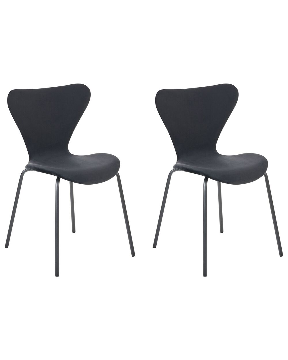 Set of 2 Dining Chairs BOONVILLE Velvet Black