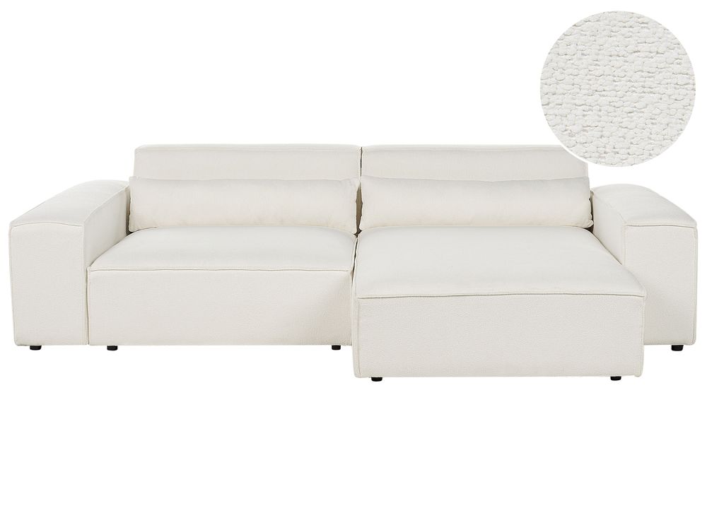 Modular Corner Sofa 3 Seater HELLNAR Boucle Off-White Left Hand