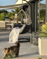 Hanging Chair with Stand ARSITA PE Rattan Grey_883410