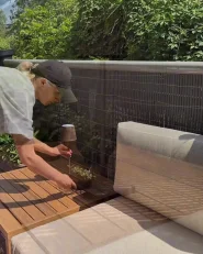 Divano da giardino con tavolo 2 posti SAMPIERI Metallo Marrone chiaro_1080493