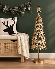 Décoration de Noël KOUVOLA 88 cm Arbre de Noël Doré_1173510