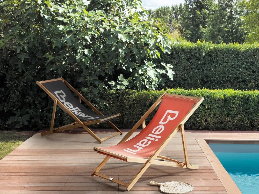 Sedia a sdraio pieghevole ANZIO Legno d'acacia Rosso