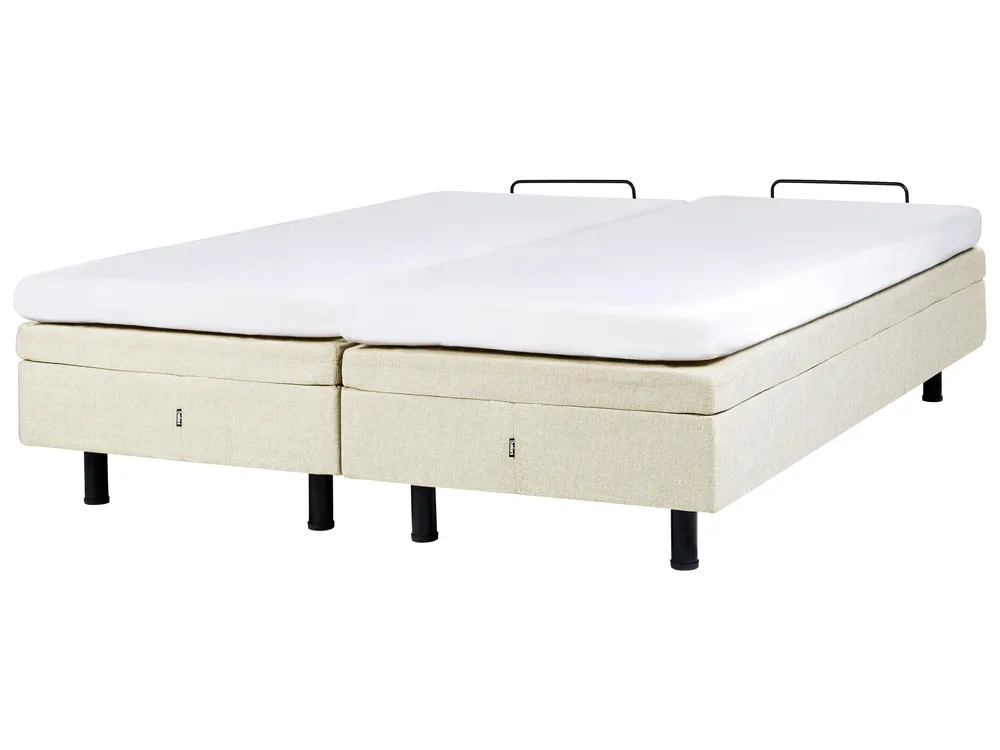 Adjustable Bed without Headboard Fabric DUKE II 160 x 200 cm (EU King Size) Beige_988249