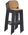 Set of 4 Bar Chairs Beige and Black PLOSE_935421