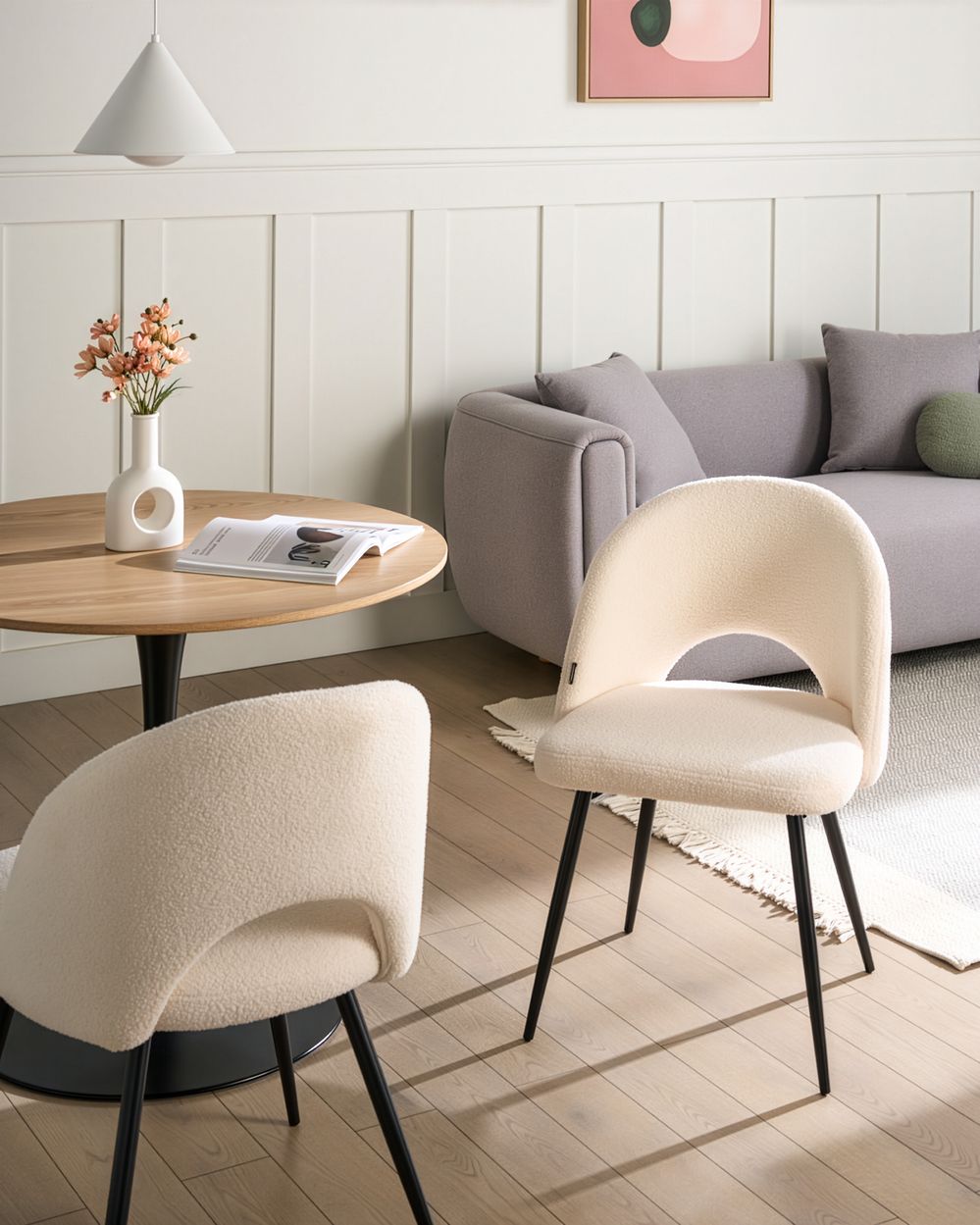 Set di 2 sedie da pranzo ONAGA Bouclé Bianco