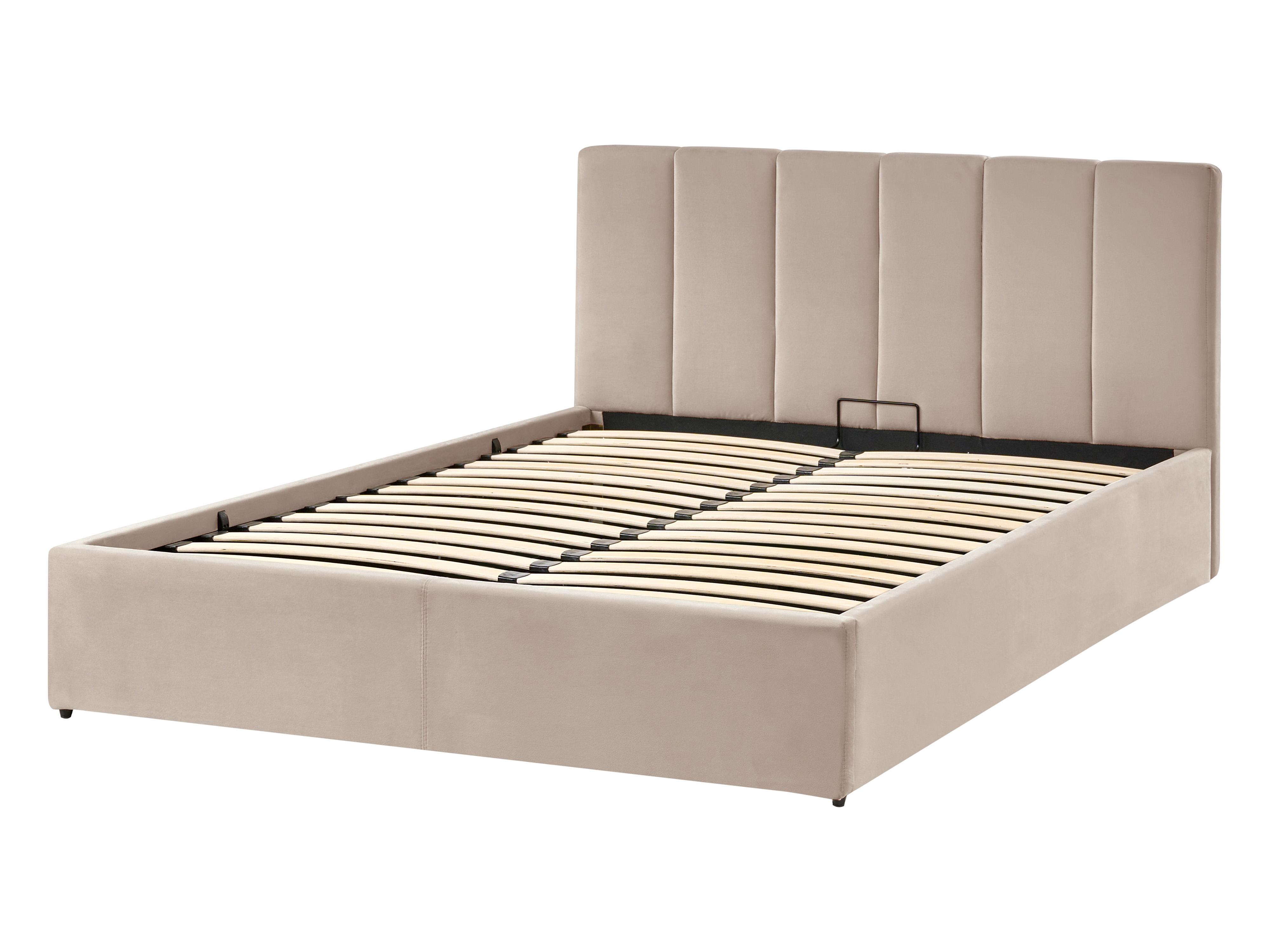 Letto contenitore DREUX Velluto Tortora 140 x 200 cm_1012293