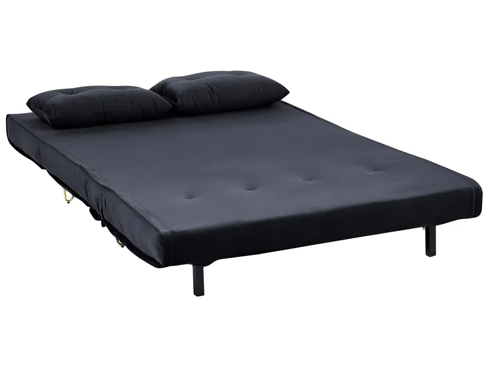 Sofa Bed 2 Seater VESTFOLD Velvet Black_851087