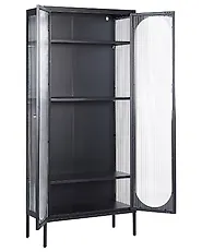 Witryna ze szklaną gablotą FOXTON 80 cm Metal Czarny_850355