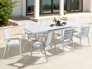 8 Seater Aluminium Garden Dining Set White VALCANETTO/TAVIANO