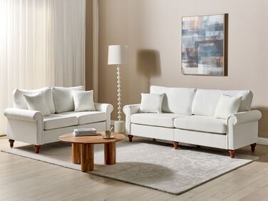 Fabric Living Room Set White GINNERUP