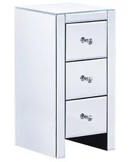 Comodino 3 cassetto LORRIS Vetro Argento specchiato_809242