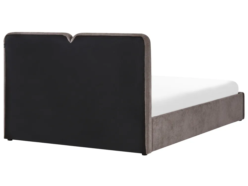 Bett mit Stauraum ARBOIS Chenillegewebe Taupe 160 x 200 cm_1023123
