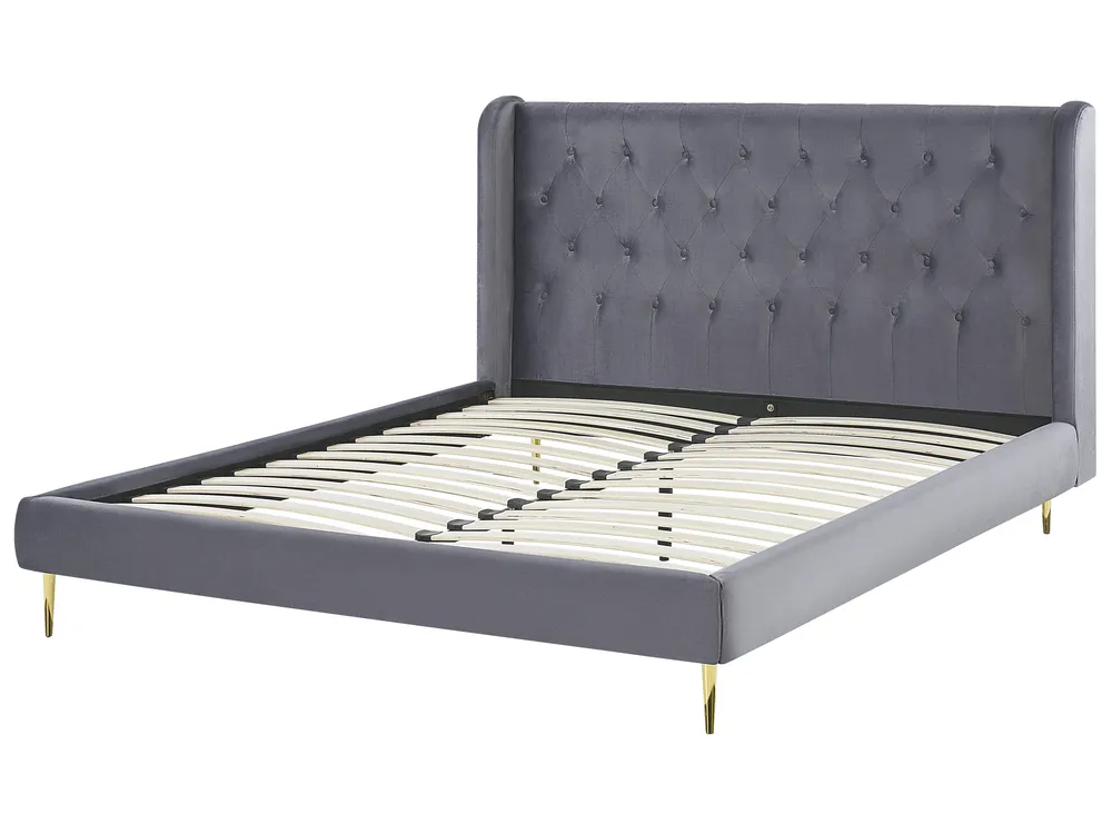 Bed Velvet FORBACH 140 x 200 cm (EU Double) Grey_819127