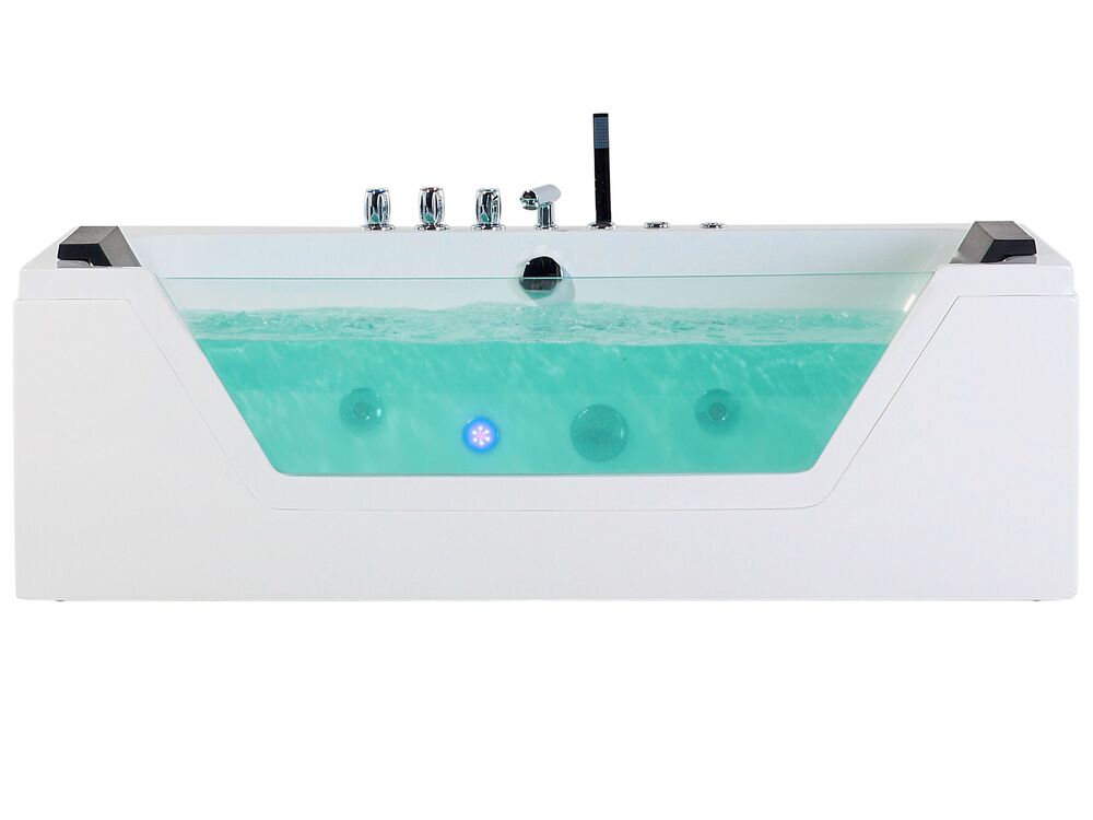 Baignoire d'angle à remous avec LED SAMANA 174 x 79 cm Blanc