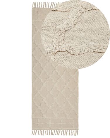 Tappeto cotone beige chiaro 80 x 230 cm TOZLU