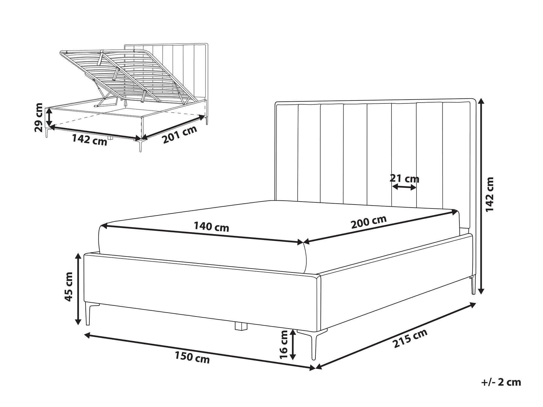 Ottoman Bed SEZANNE Velvet Taupe 140 x 200 cm (EU Double)_892503