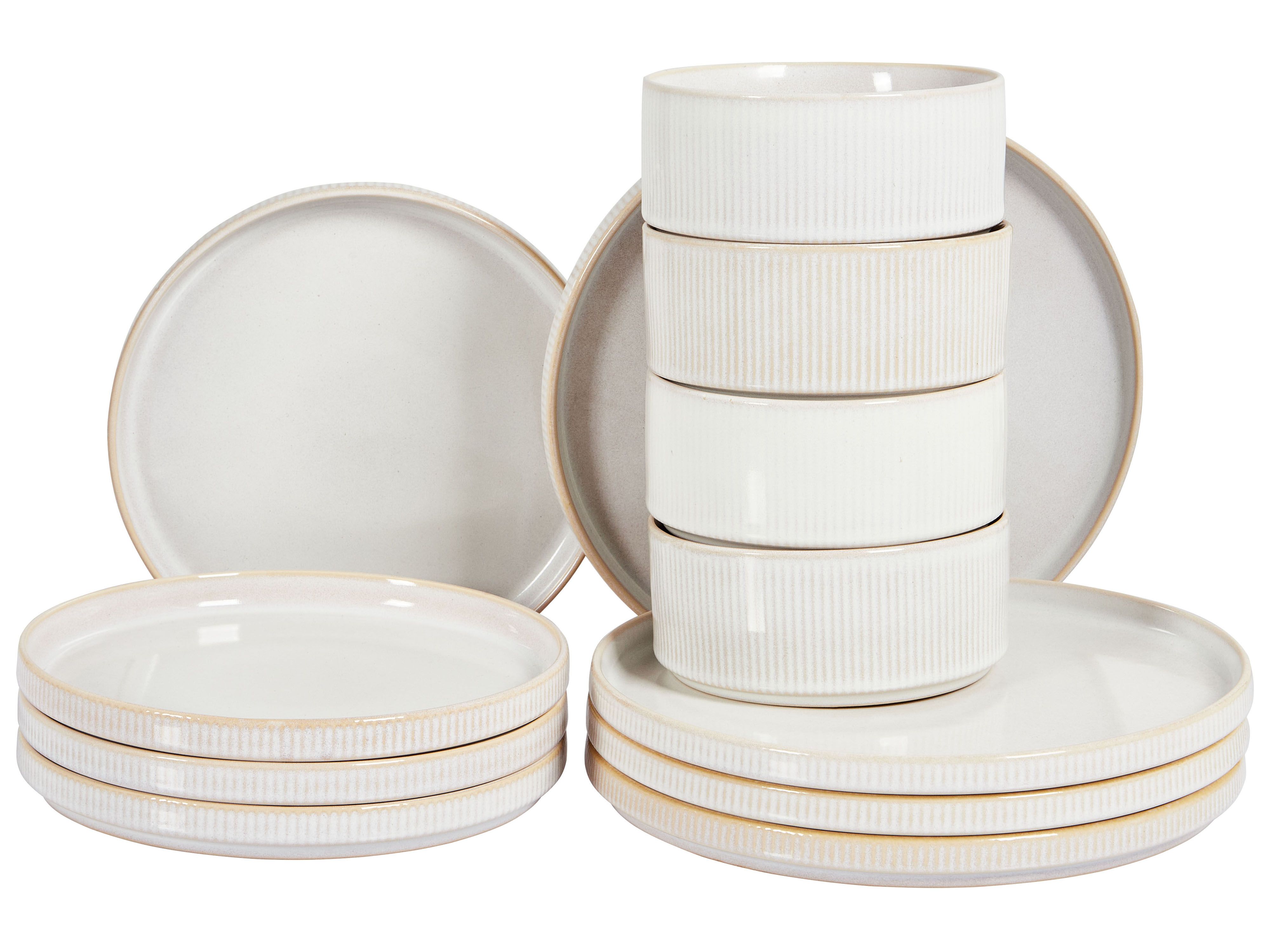 Set of 12 Dinnerware SPIKENARD Stoneware Off-White | Beliani.co.uk