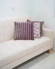 Set of 2 Decorative Cushions AGAPANTHUS 45 x 45 cm Velvet Pink Striped_973125