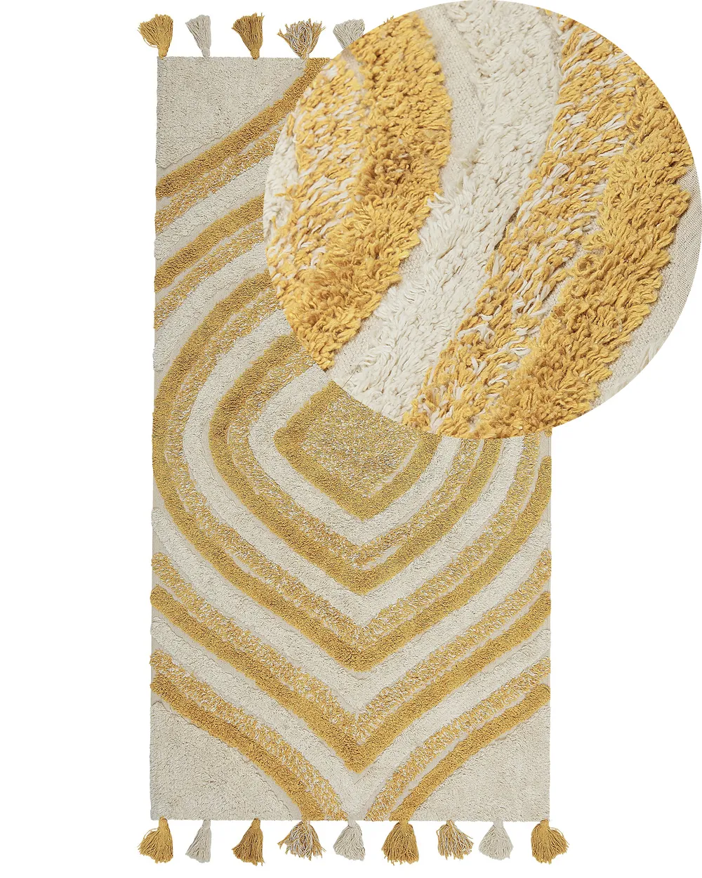 Rug BINGOL Yellow 80 x 150 cm Cotton - Beliani.es