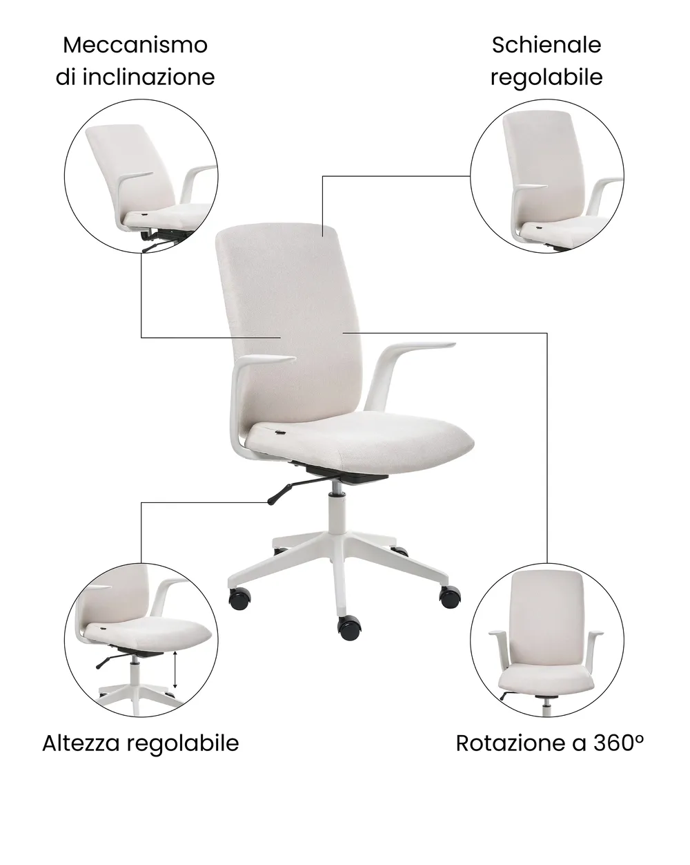 Sedia da ufficio CAPTAIN Tessuto Beige chiaro_1073358