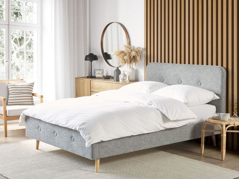 Bed Stof RENNES 180 x 200 cm Lichtgrijs