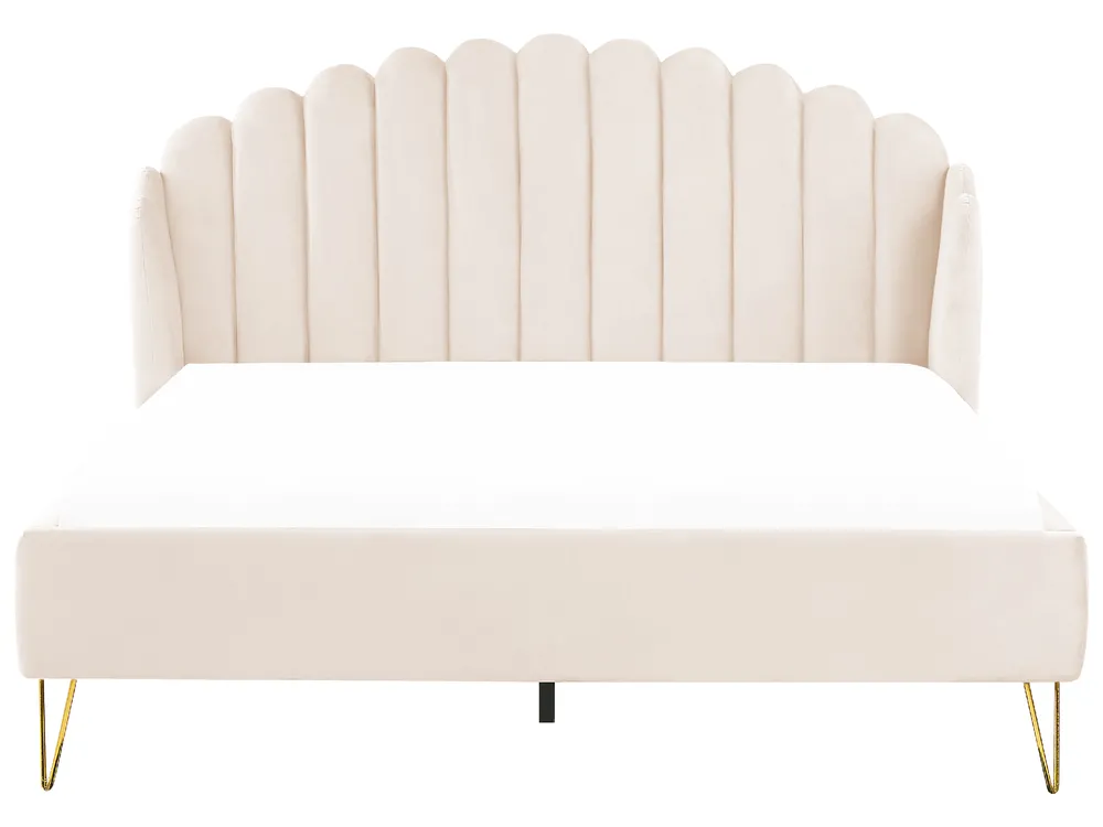 Bed Velvet AMBILLOU 180 x 200 cm (EU Super King) Light Beige_857641