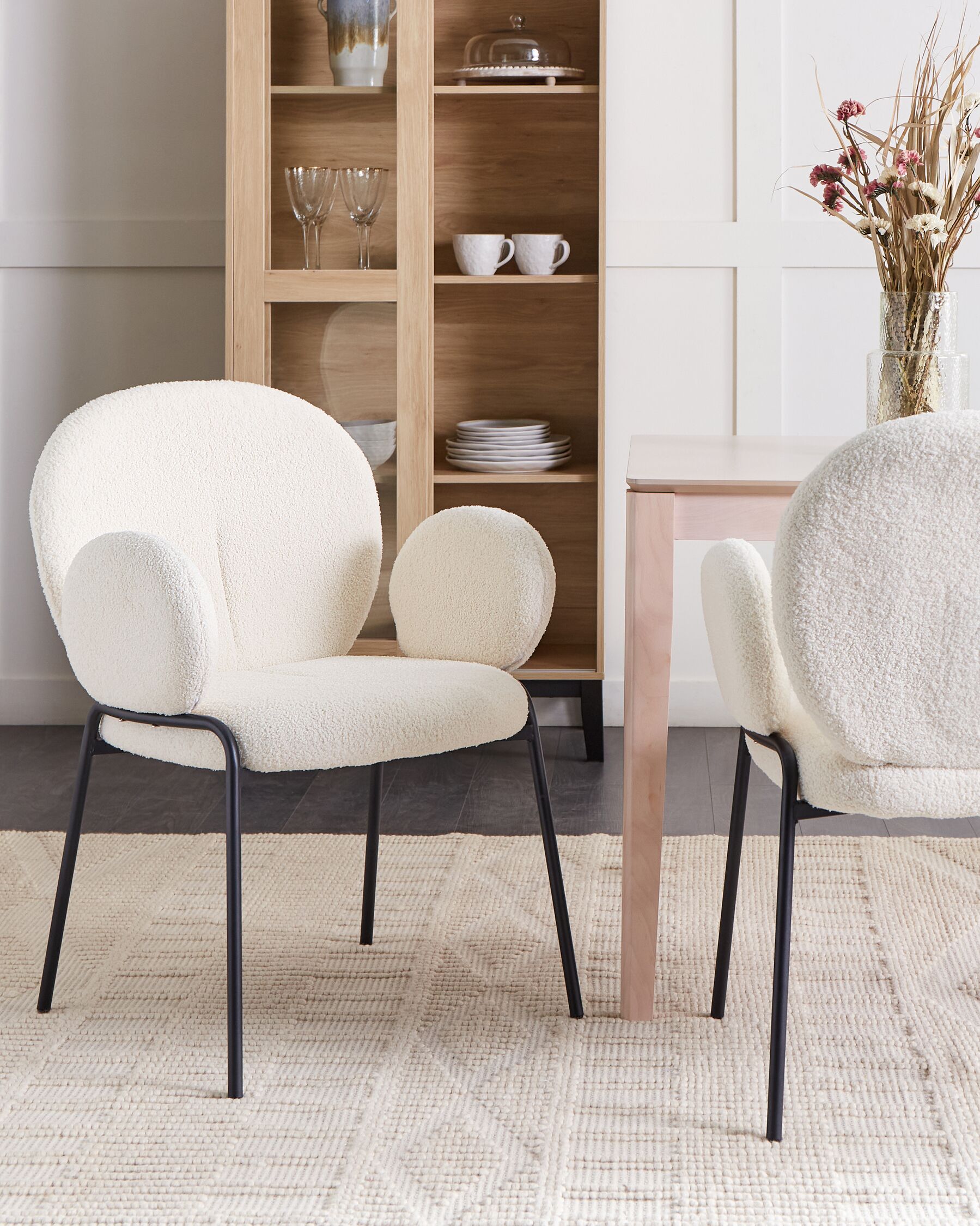 Set of 2 Boucle Dining Chairs White ELY_930093