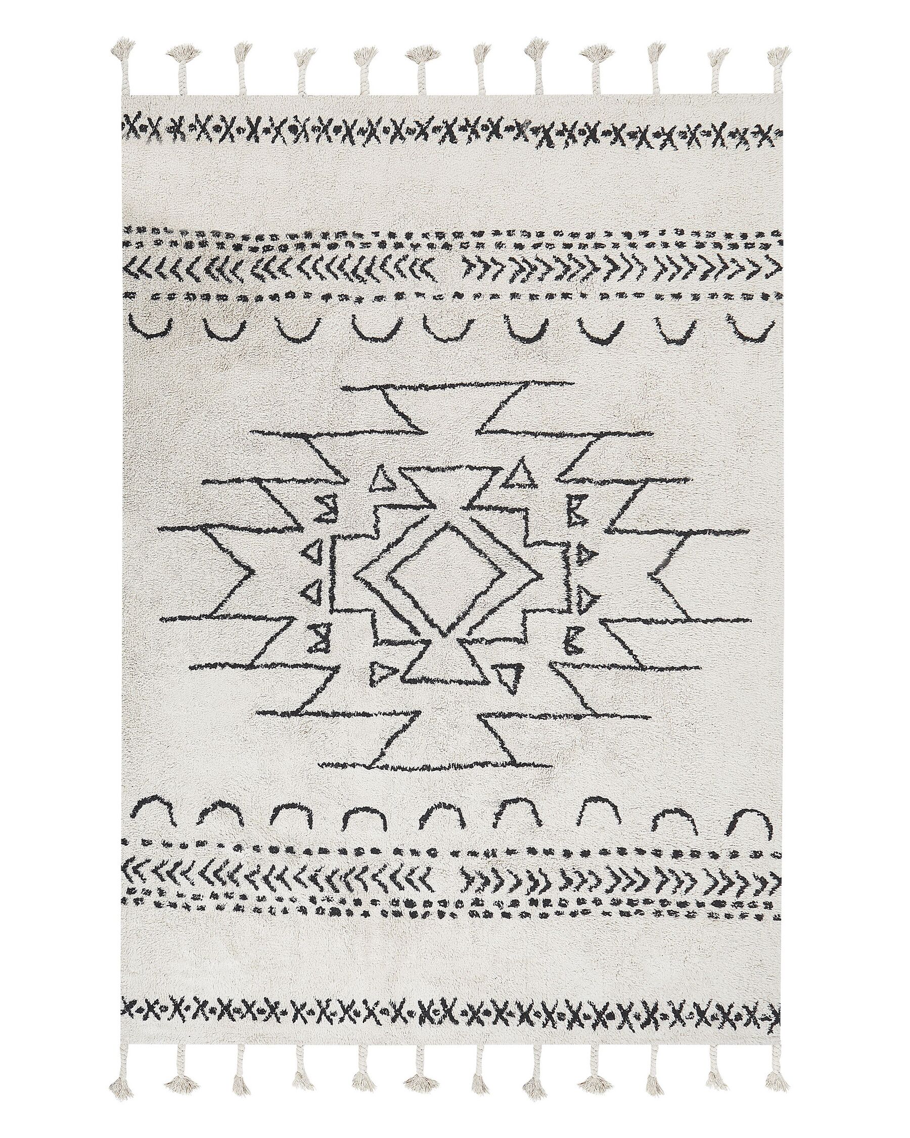 Bavlněný koberec 140 x 200 cm bílý/černý KHOURIBGA_831353