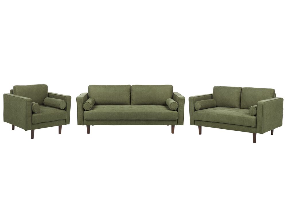 Living Room Set 6 Seater NURMO Fabric Dark Green