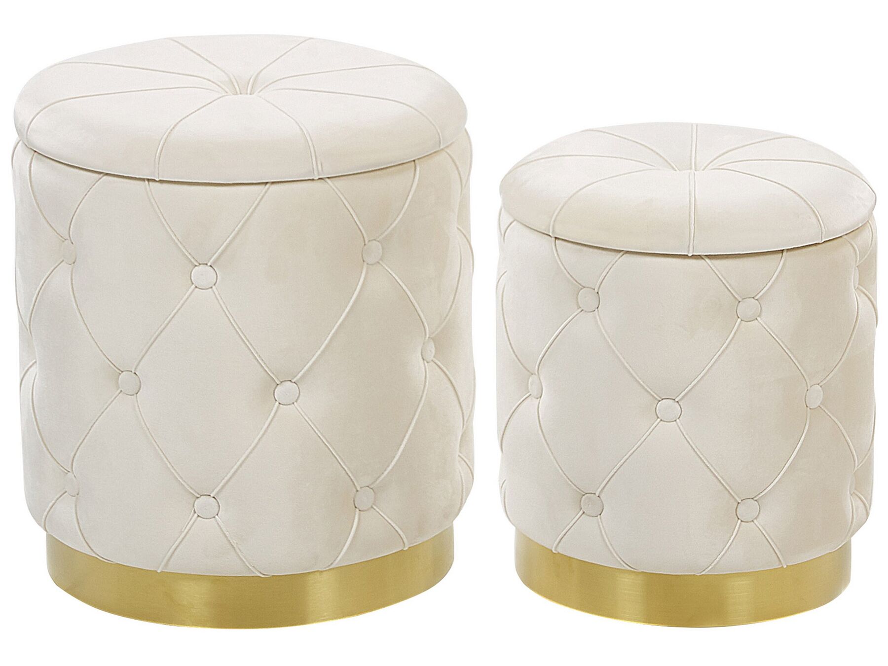 Set di 2 pouf contenitore velluto bianco PUEBLO_772524